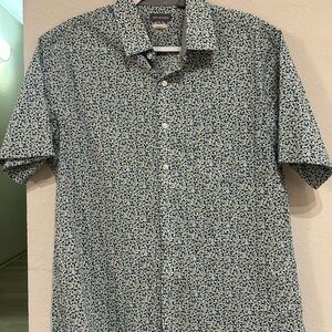 Van Heusen Men's Blue and White Floral Shirt